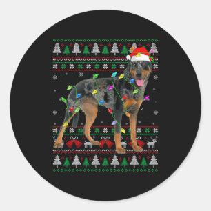 Harlequin Beauceron Dog Christmas Ugly Sweater Dog Classic Round Sticker