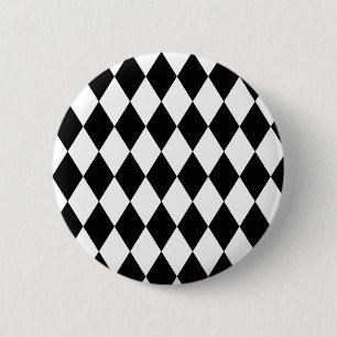 Harlequin Black and White 6 Cm Round Badge