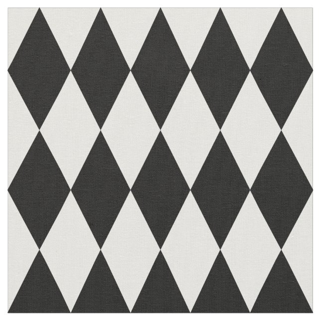 Harlequin Black and White Diamond Pattern Fabric (Close Up)