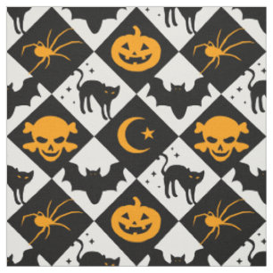 Harlequin Black and White Diamond Pattern Fabric