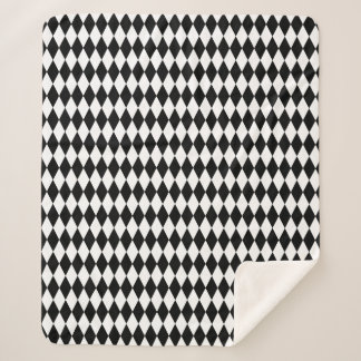 Harlequin Black and White Diamond Pattern Sherpa Blanket