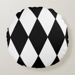 harlequin black and white round cushion