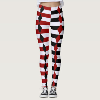 Harlequin Black White and Red Halloween Leggings