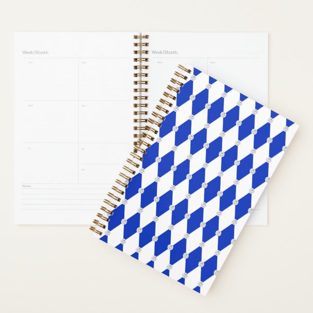 Harlequin Blue Diamond Shape Geometric Forms Planner (Display)
