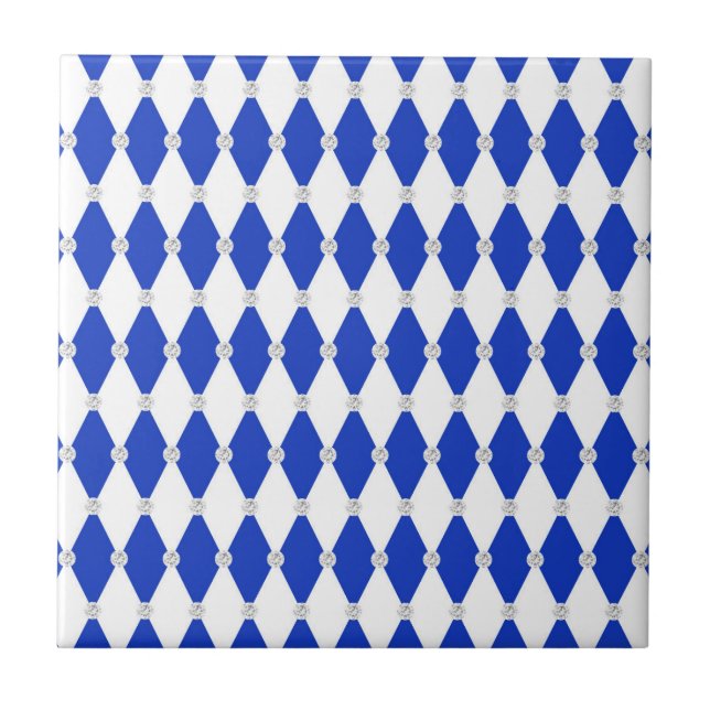 Harlequin Blue Diamond Shape Geometric Forms Tile (Front)