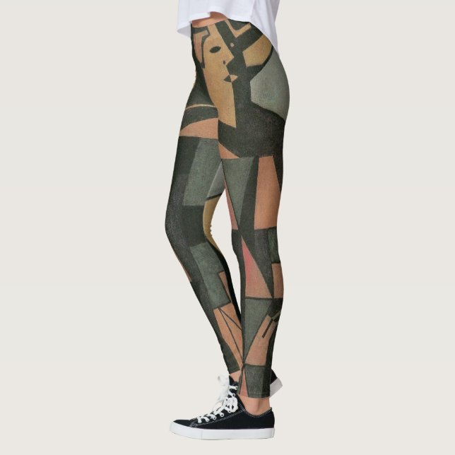 Harlequin by Juan Gris, Vintage Cubism Art Leggings (Left)