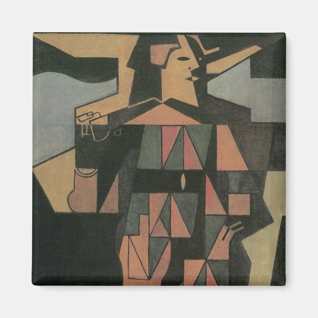 Harlequin by Juan Gris, Vintage Cubism Art Magnet (Front)