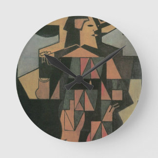 Harlequin by Juan Gris, Vintage Cubism Art Round Clock