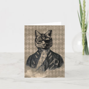Harlequin Cat Grunge Card