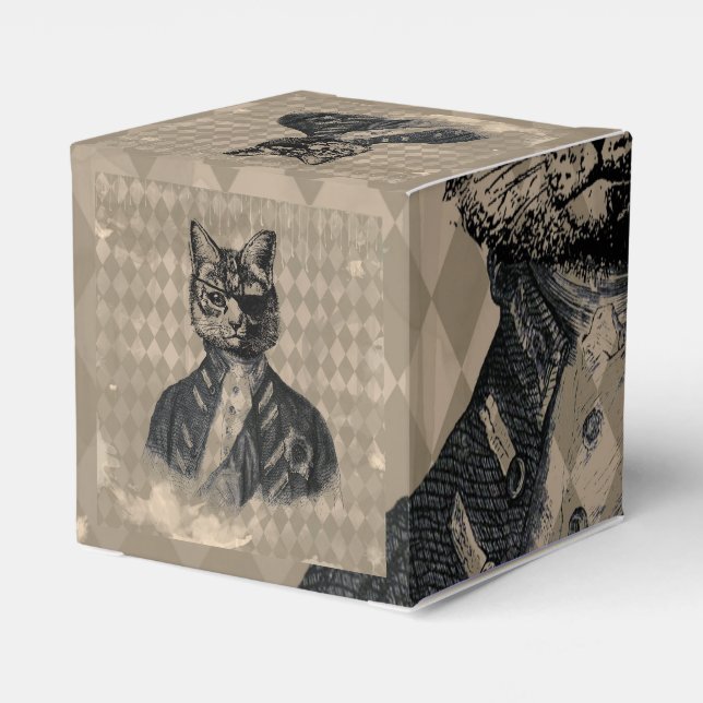 Harlequin Cat Grunge Favour Box (Back Side)