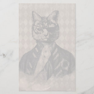Harlequin Cat Grunge Stationery