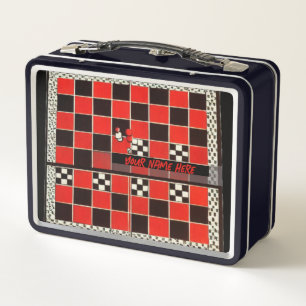 Harlequin Chess Board Personalized Metal Lunch Box