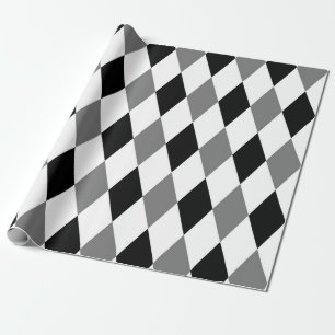 Harlequin Chic Diamond Geometric Black White  Wrapping Paper