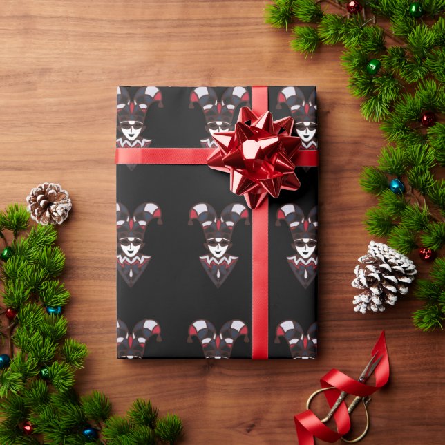 Harlequin Clown Hat Multicolor Cells  Wrapping Paper (Holiday Gift)