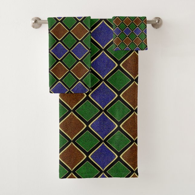 Harlequin Diamond Grid: Textured Harmony Bath Towel Set (Insitu)