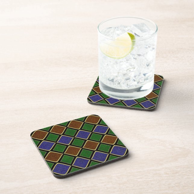 Harlequin Diamond Grid: Textured Harmony Coaster (Right Side)