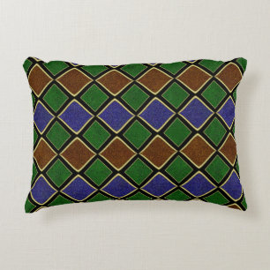 Harlequin Diamond Grid: Textured Harmony Decorative Cushion