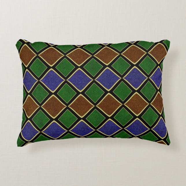 Harlequin Diamond Grid: Textured Harmony Decorative Cushion (Front)