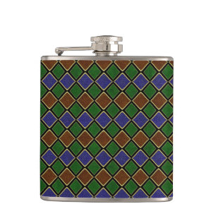 Harlequin Diamond Grid: Textured Harmony Hip Flask