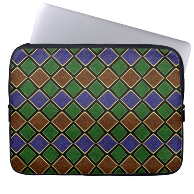 Harlequin Diamond Grid: Textured Harmony Laptop Sleeve (Front)