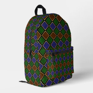 Harlequin Diamond Grid: Textured Harmony Printed Backpack