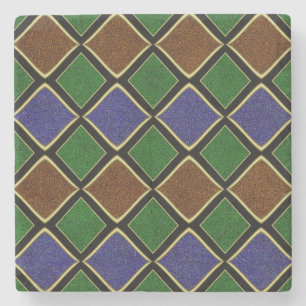 Harlequin Diamond Grid: Textured Harmony Stone Coaster