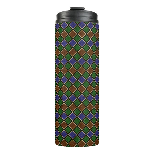 Harlequin Diamond Grid: Textured Harmony Thermal Tumbler (Front)