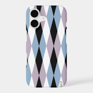 Harlequin Diamond Pattern - Blue and Dusty Lilac