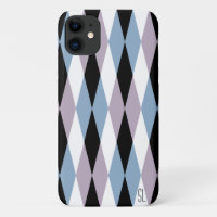 Harlequin Diamond Pattern - Blue and Dusty Lilac