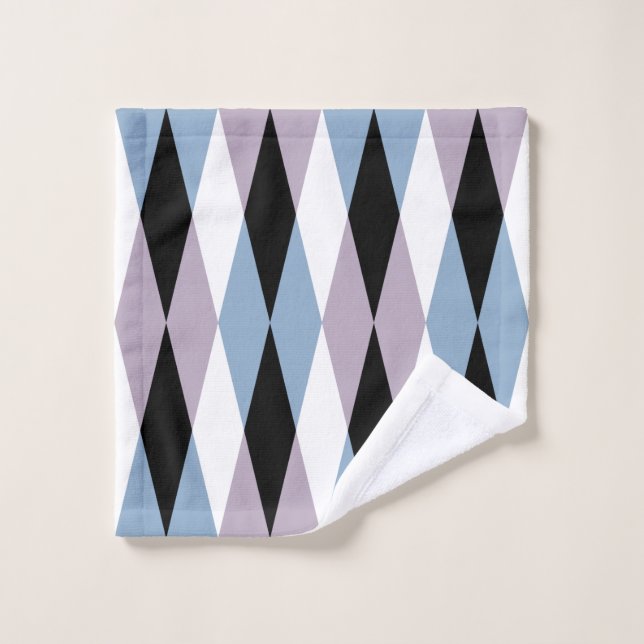 Harlequin Diamond Pattern - Blue and Dusty Lilac Wash Cloth (Wash Cloth)