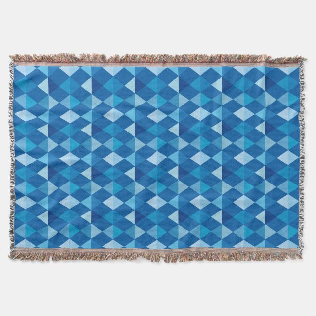 Harlequin / diamond pattern - Denim Blues Throw Blanket (Front)