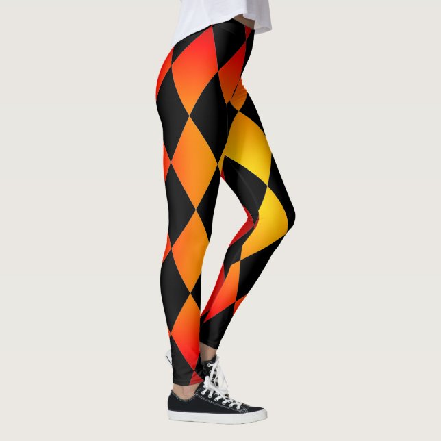 Harlequin ~Diamond Pattern ~ Fire Design ~Leggings Leggings (Right)