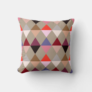 Harlequin / diamond pattern - Taupe multi Cushion