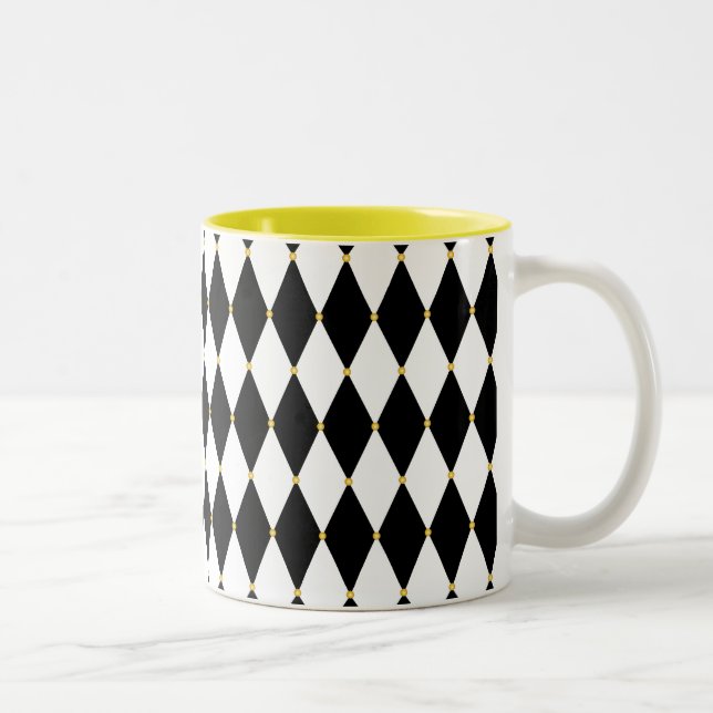 Harlequin Diamond Pattern Two-Tone Coffee Mug (Right)