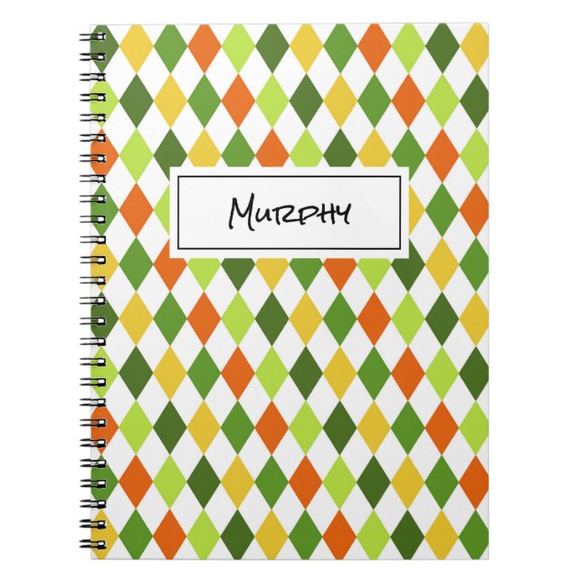 Harlequin Diamonds Ireland NAME Colourful Fun Notebook (Front)