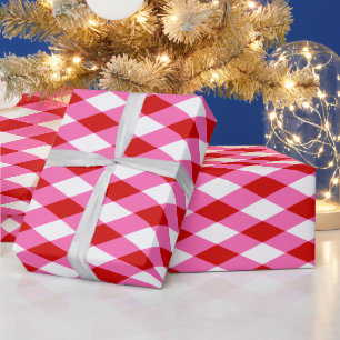 Harlequin DIY Colors Red Hot Pink White Wrapping Paper