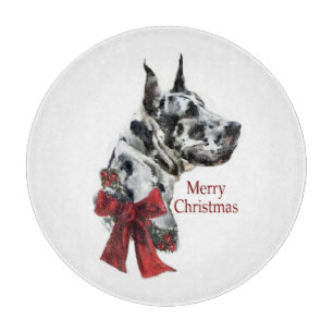 Harlequin Great Dane Christmas Cutting Board