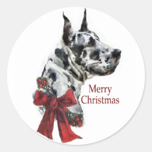 Harlequin Great Dane Christmas Gifts Classic Round Sticker