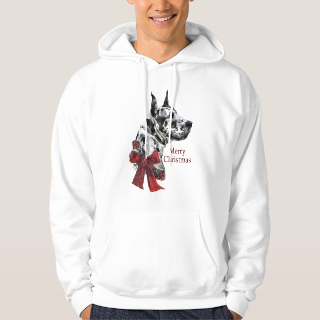Harlequin Great Dane Christmas Gifts Hoodie (Front)