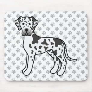 Harlequin Great Dane Cute Cartoon Dog Mouse Mat