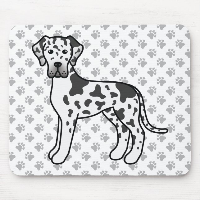 Harlequin Great Dane Cute Cartoon Dog Mouse Mat (Front)