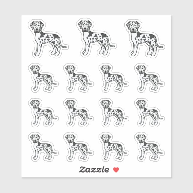 Harlequin Great Dane Cute Cartoon Dogs (Sheet)