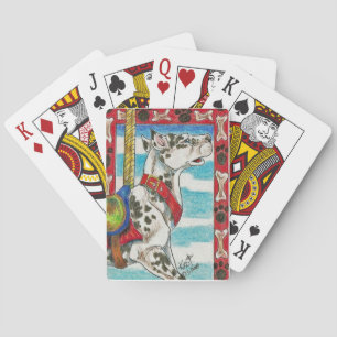 Harlequin Great Dane Dog Carousel Art Playing Cards