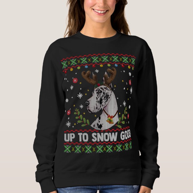 Harlequin Great Dane Dog Reindeer Ugly Christmas S Sweatshirt (Front)