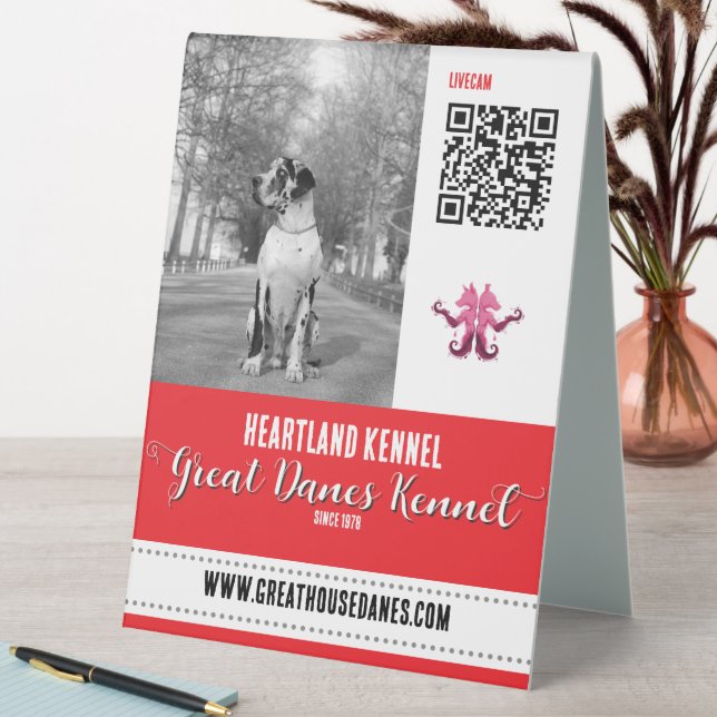 Harlequin Great Dane Kennel QR Code Promotional (In SItu (Table))