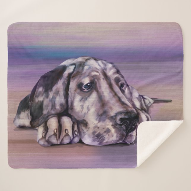 Harlequin Great Dane Puppy Sherpa Blanket (Front (Horizontal))