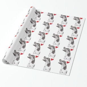 Harlequin Great Dane Santa Hat Wrapping Paper
