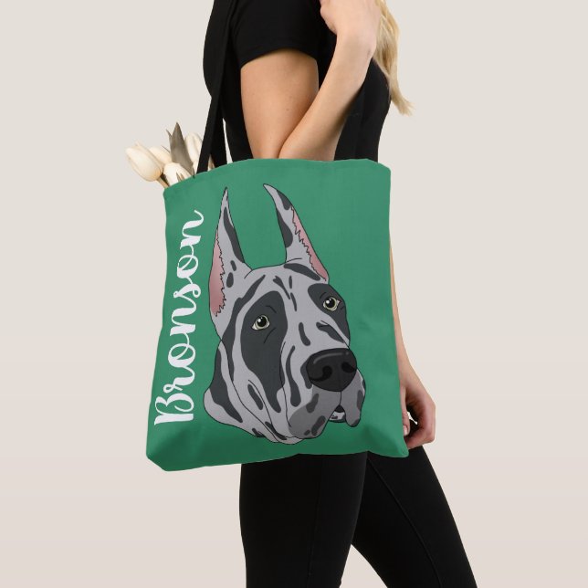 Harlequin Great Dane Tote Bag (Close Up)