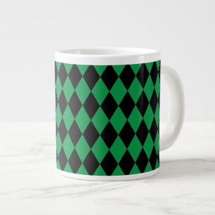 Harlequin Green and Black Large Coffee Mug