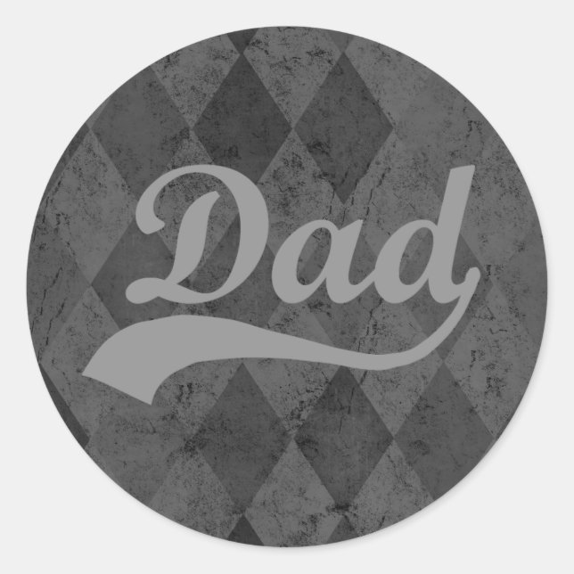 Harlequin Grey Shades Dad Classic Round Sticker (Front)